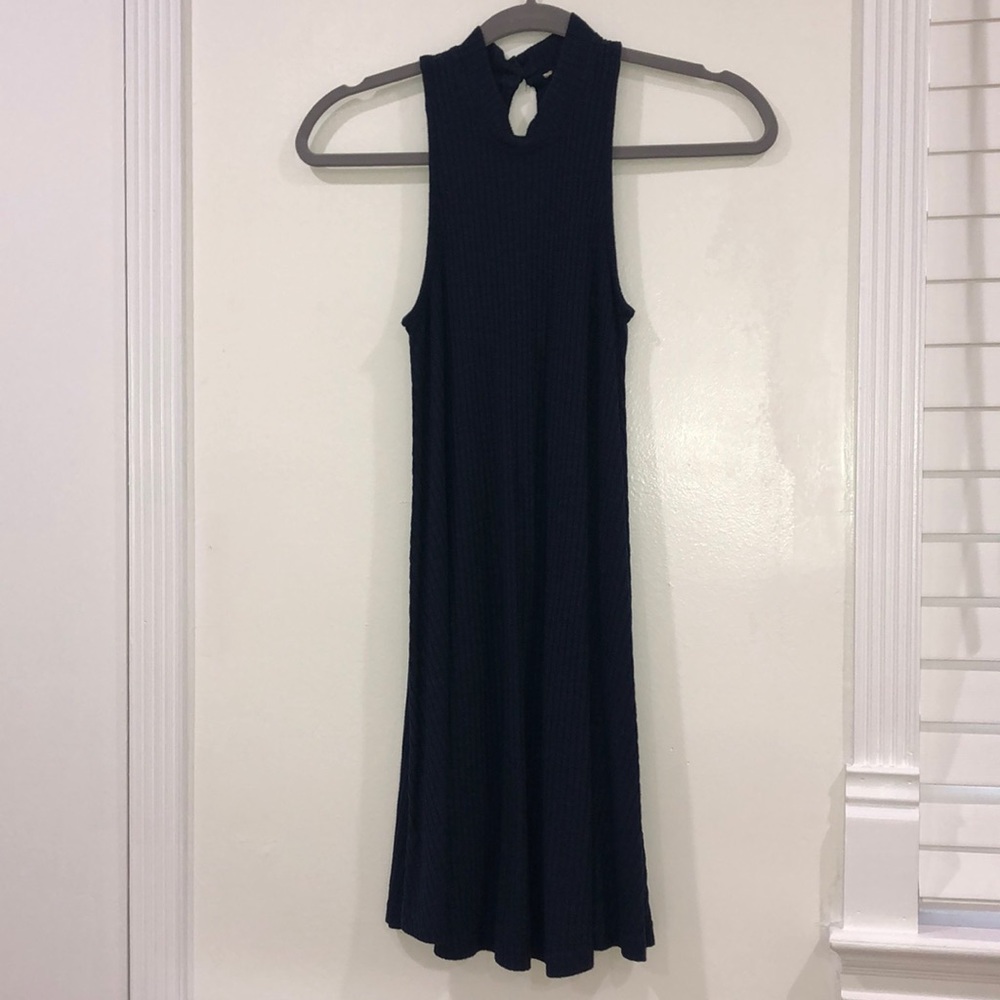 high neck short sleeveless dress